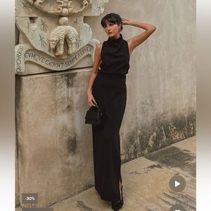 NAKD black formal dress with open back and bows